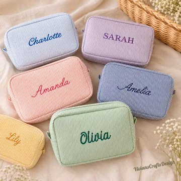 Personalized Embroidered Makeup Bag, Custom Embroidered Toiletry Bag, Cosmetic Bag, Bridesmaid Gifts, Bridal Party Gifts, Makeup Organizer