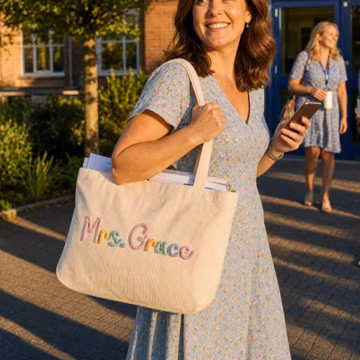 Personalized Teacher Tote Bag, Custom Teacher Name Bag, Teacher Appreciation Gift, End of Year Teacher Gift, Back to School Teacher Tote