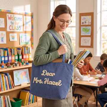 Personalized Teacher Tote Bag, Custom Teacher Name Bag, Teacher Appreciation Gift, End of Year Teacher Gift, Back to School Teacher Tote