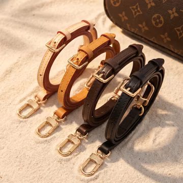 Adjustable Slim Bag Strap, Vachetta Leather Purse Strap, Gold Hardware, Thin Crossbody Shoulder Strap for Pochette Bags