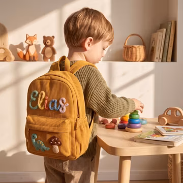 Personalized Kids Backpack Back to School Custom Name Corduroy Bag First Day of School Gift Toddler Kindergarten Boys Girls
