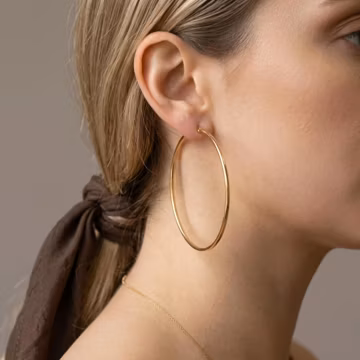 Large Hoop Earrings Gold Silver, Big Gold Hoops 15mm to 100mm Lightweight, Oversized Statement Hoop Earrings Women, Hoop Gift for Her