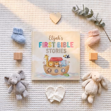 Personalized First Bible Stories Book, Custom Name Christian Children's Storybook, Baptism Gift, Baby Dedication Keepsake