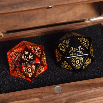 Custom Wedding Dice - Personalised Dnd Gifts, Wedding Gift, Monogram Dice, Custom D20, Crystal Dice, Dungeons and Dragons Dice set
