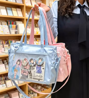 Personalized your ita bag Satin Ita Bag, Anime Clear Window Shoulder Bag, Kawaii Crossbody Tote Bag for Concert Merch, School Daily Bag