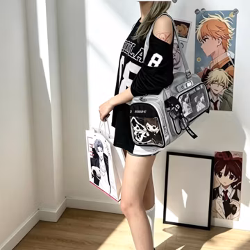 Personalized your ita bag Large Capacity Meow Punch Ita Crossbody Bag, Kawaii Big Volume Daily Shoulder Ita Bag, Suitable for Plush Display