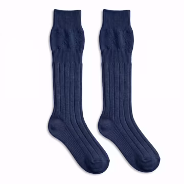 Men’s Scottish Navy Blue Kilt Hose Socks Traditional Knee-High Ribbed Highland Wear for Weddings & Formal