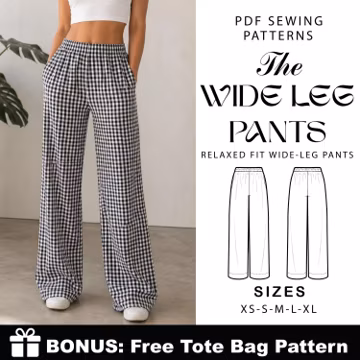 Wide Leg Pants Sewing Pattern | Relaxed Fit Palazzo Lounge Pants (PDF Download)