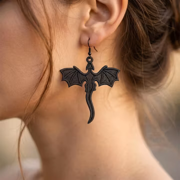 Dragon Wing FSL Earrings: Gothic Fantasy Machine Embroidery Design (Digital File)