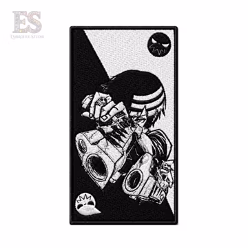 Black and White Anime Embroidered Patch