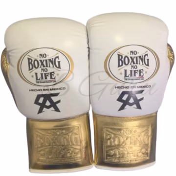 New Custom Cowhide white Gold Leather Professional Training Sparring Boxing Gloves In All Sizes
