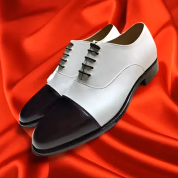 Handmade White & Black Leather Oxford Shoes for Men, Cap Toe Dress Shoes, Two Tone Formal Wedding Shoes, Luxury Oxfords
