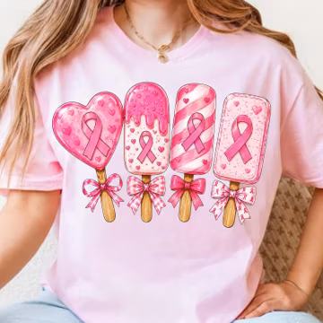 Comfort Colors® Breast Cancer Popsicle Shirt, Pink Ribbon Ice Cream Shirt, Cancer Awareness Treats Tee, Pink October Shirt, Breast Cancer