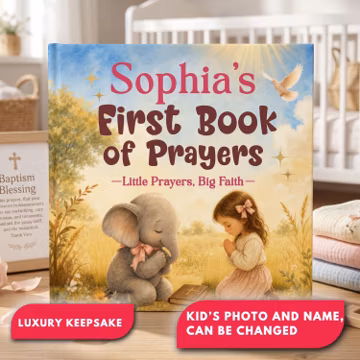 Personalized First Prayer Book for Kids with Photo & Name, Christian Everyday Bedtime Keepsake, Baptism Christening Boy Girl Baby Dedication