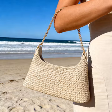 Beach Bags for Women Summer Straw Purse Boho Woven Shoulder Bag Crochet Purse Vacation Tote Handbag