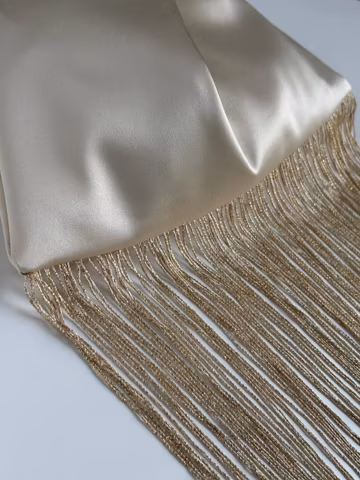 White Satin Fringe Bridal Bag, Elegant Wedding Clutch, Minimalist Bride Purse, Long Tassel Evening Bag, Handmade Satin Wedding Accessory