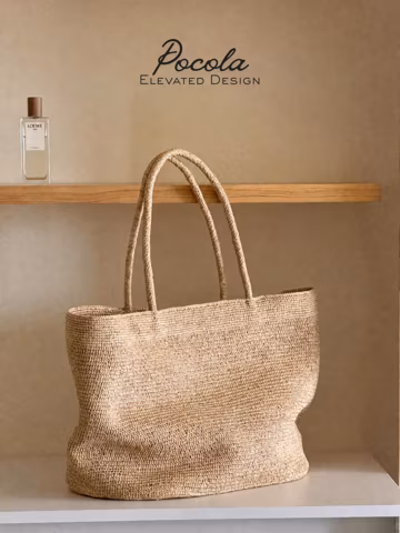 Handmade Raffia Tote Bag, Oversized Straw Beach Bag, Coastal Summer Vacation Tote