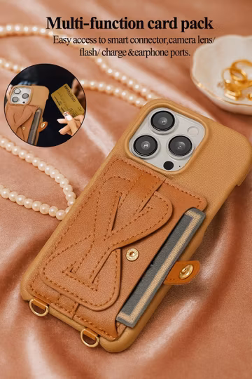 Leather Crossbody Wallet Phone case for IPhone 12-16 with Card Holder