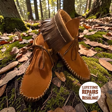 Handmade Grounding Leather Moccasins | Deerskin, Double Sole Fringe Boots