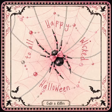 Cute Pink Spider Halloween Mahjong Mat, Vintage Gothic Decor Spooky Pastel Goth Web Bat Wall Art Creepy Cute October Decoration Gift