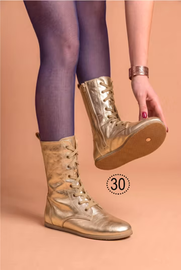 Women Leather & Süede Earthing Grounding Barefoot Boots Copper Rivet