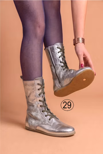 Women Leather & Süede Earthing Grounding Barefoot Boots Copper Rivet