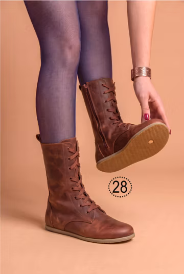 Women Leather & Süede Earthing Grounding Barefoot Boots Copper Rivet