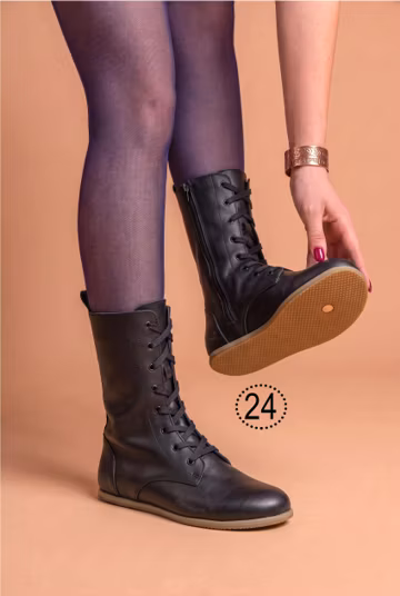 Women Leather & Süede Earthing Grounding Barefoot Boots Copper Rivet