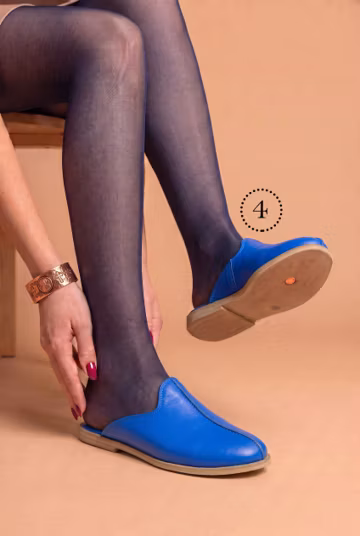 Women Leather Turkish Barefoot Slippers: Handmade Women's Slip-Ons