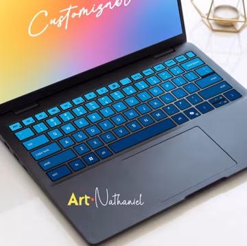 Dell Keyboard Sticker Blue Ombre Aesthetic German Laptop Skins Enchanted Gift for Coworker for Dell Xps Latitude Inspiron Vostro Precisio
