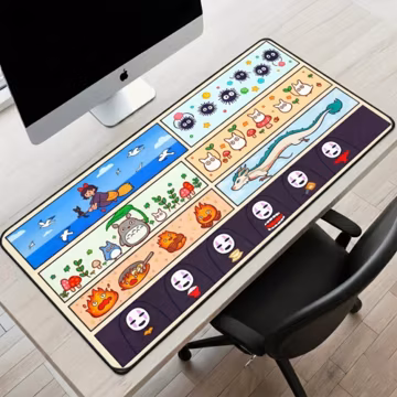 Studio Ghibli Character Desk Mat, Cute Anime Mouse Pad, Kawaii Gaming Desk Pad, Spirited Away, Totoro, Calcifer, Kiki, No-Face