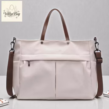Nylon Tote Bag, Multi-Pocket Crossbody, Waterproof Commuter Satchel