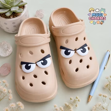 4PCS Funny Expression Eye Shoe Charms Cartoon Soft Rubber Hole Buckles for Crocs Clogs DIY 3D Shoe Decorations Cute Face Accessories