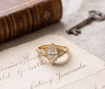 Marquise Moissanite Ring, Vintage Filigree 925 Silver Engagement Jewelry with Side Stones
