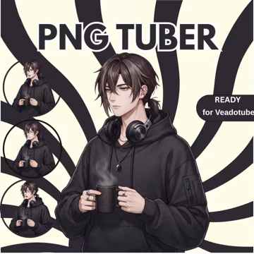 Male PNGTuber Model Anime Veadotube Avatar Ready for Streamers | Digital Download