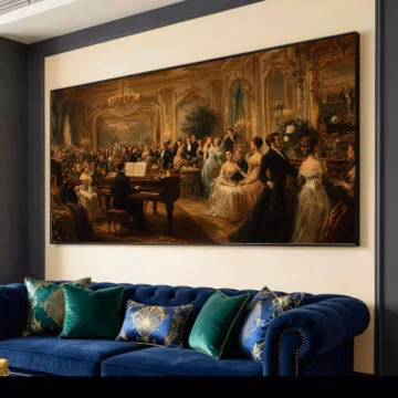 Victorian Ballroom Scene Canvas Print, Classical Music Party Wall Art, Vintage Gala Print