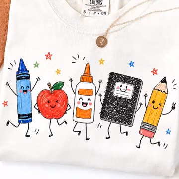 Back to School Png, Cute School Supplies PNG, Teacher Shirt Design, Crayon Apple Pencil Notebook Png, School Png Clipart, Sublimation PNG