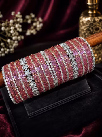 Premium Lavender Bridal Bangle Set, Indian Wedding Chura, Lavender Stone Bangles, Handmade Bridal Jewelry, Traditional Bangle Set