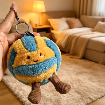 Jellycat Amuseables Sports Volleyball Plush Toy, Soft Cartoon Keychain, Bag Decor, Car Decor, Birthday Gift, Gift for Volleyball Enthusiasts
