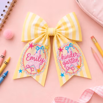Personalized Back to School Bow, Pencil Apple Hair Bow, First Day of School gift for Her