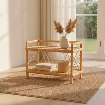Handmade Wicker Shoe Rack – Entryway Storage Bench – Willow Shoe Shelf – Rustic Hallway Organizer – Boho Stand – Natural Wicker Furniture