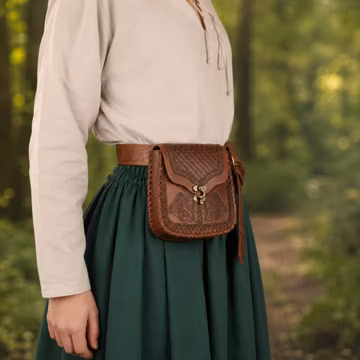 Vegan Leather Elven Belt Pouch, Medieval Fantasy Belt Bag, Renaissance Faire Pouch, LARP Cosplay Waist Bag, Leather Coin Purse