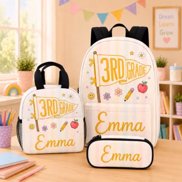 Personalized Kids Backpack, 3rd Grade and Name Backpack, Back to School Gifts, Backpack Set 2026, Back To School, Daycare Bag