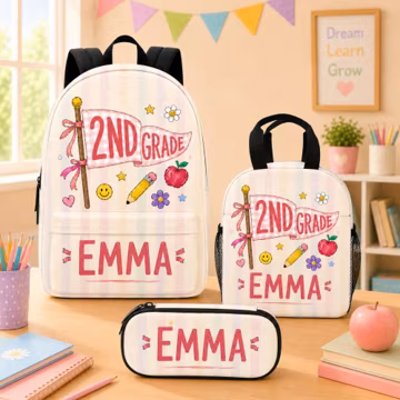 Personalized Kids Backpack, 2th Grade and Name Backpack, Back to School Gifts, Backpack Set 2026, Back To School, Daycare Bag