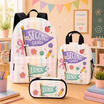 Personalized Kids Backpack, Second Grade Backpack, Custom Name, Back to School Gifts, Backpack Set 2026, Back To School, Daycare Bag