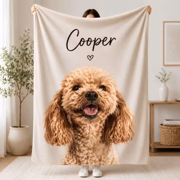 Custom Pet Blanket from Photo, Personalized Dog or Cat Portrait, Cozy Memorial Gift for Pet Lovers & Dog Moms