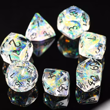 DnD Dice set,Prism Rainbow Gemstone Resin Dice Set , D&D Dice for Wizards Elves , Handmade RPG Polyhedral Dice