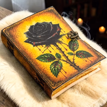 Large Grimoire Floral Leather Journal - Celestial Book of Shadows, Handmade Vintage Spell Book, Personalized Gift for Her & Him Refillable