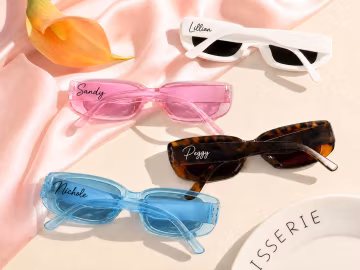 Personalized Name Vintage Sunglasses Party Favor, Custom Retro Sunglasses, Bespoke Wedding Sun Glasses Keepsake, Engraved Groomsmen Glasses