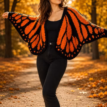 Butterfly Wing Sweater Handmade Crochet Cardigan Cozy Oversized Knitwear